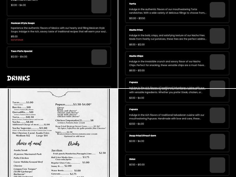 Taqueria Delgados (Rockbottom) Menu