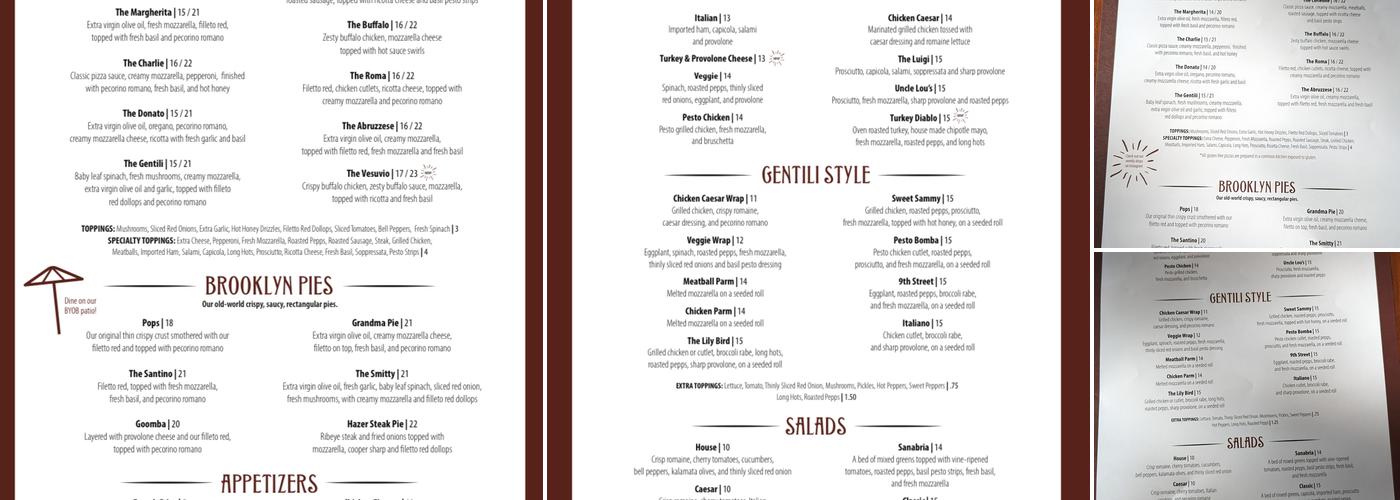 Gentili's Pizza & Steaks Menu