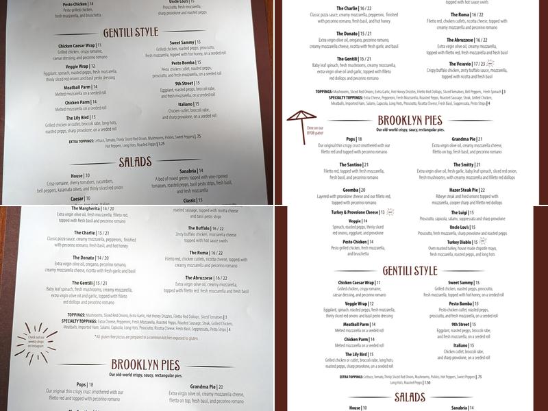Gentili's Pizza & Steaks Menu