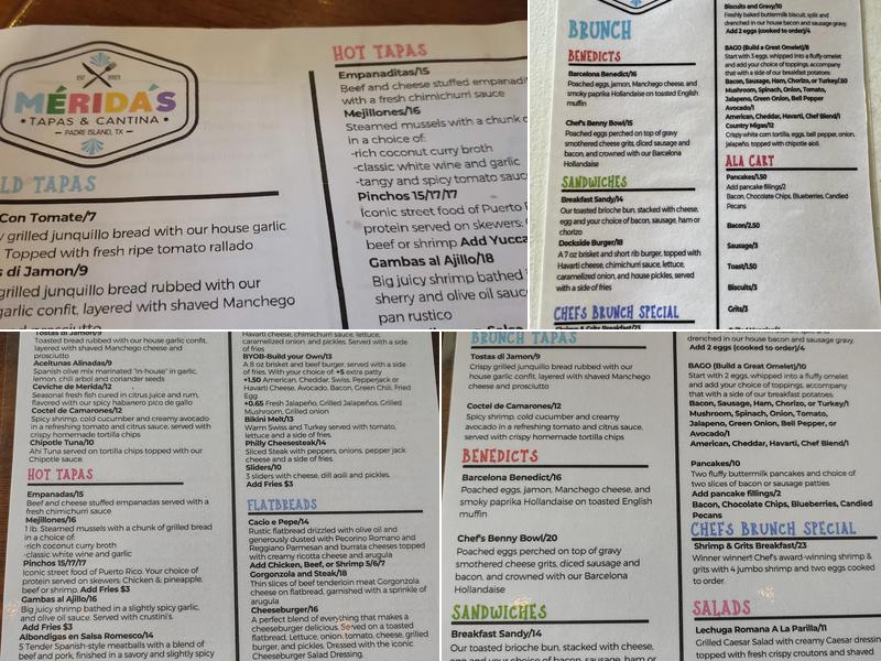 Merida's tapas & Cantina Menu