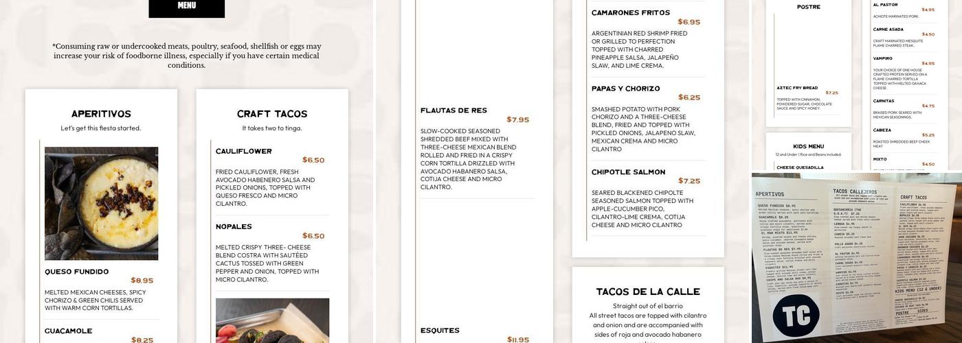 Tacos & Craft Menu