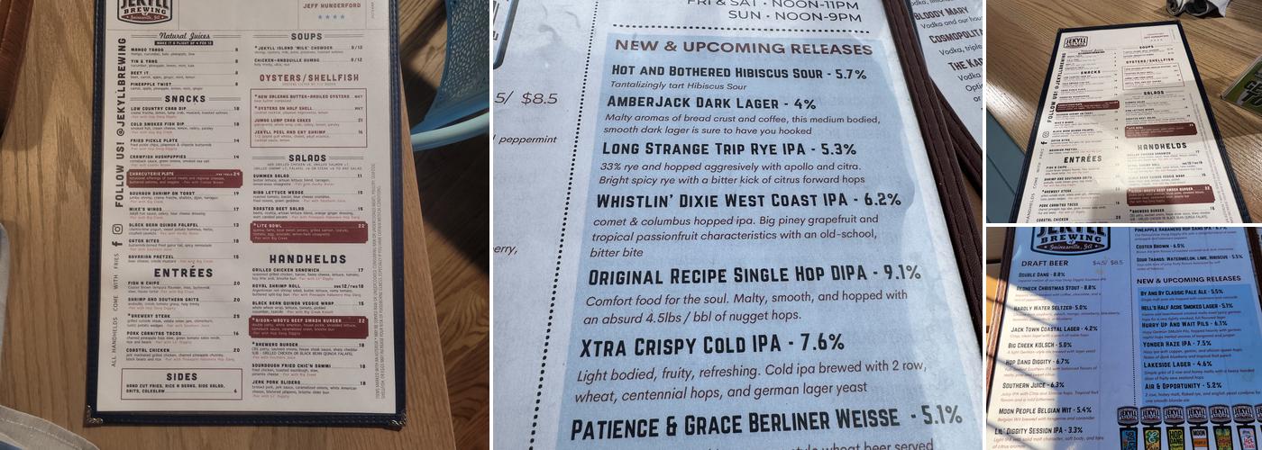 Jekyll Brewing Menu