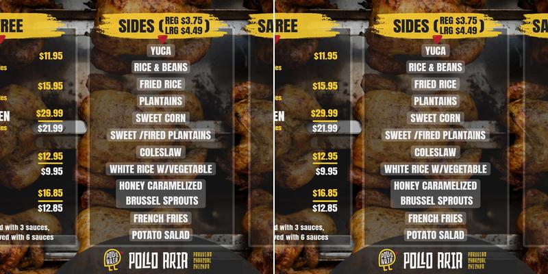 Pollo Aria Menu