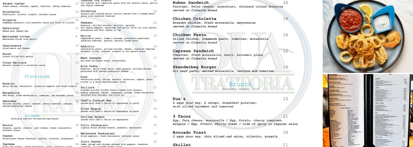 Dua Trattoria Menu
