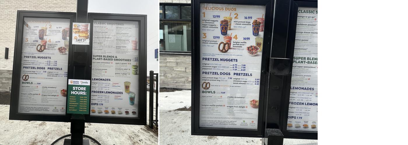 Jamba Juice/Auntie Anne's Menu