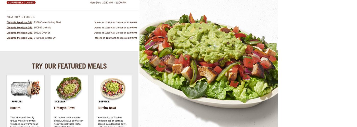 Chipotle Mexican Grill Menu
