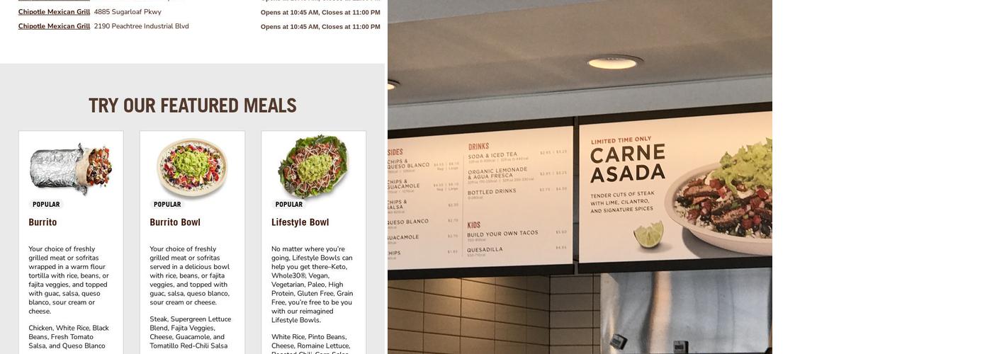 Chipotle Mexican Grill Menu