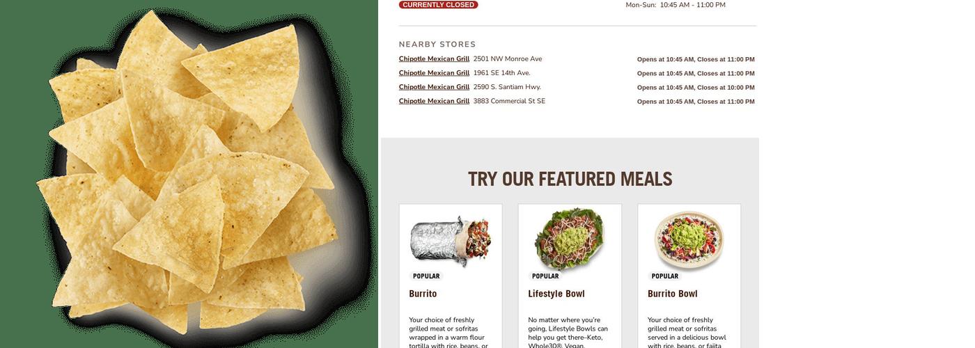 Chipotle Mexican Grill Menu