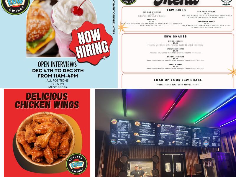 EBW Burgers and Wings Menu