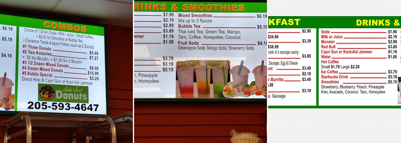 Lickin' Good Donuts Menu