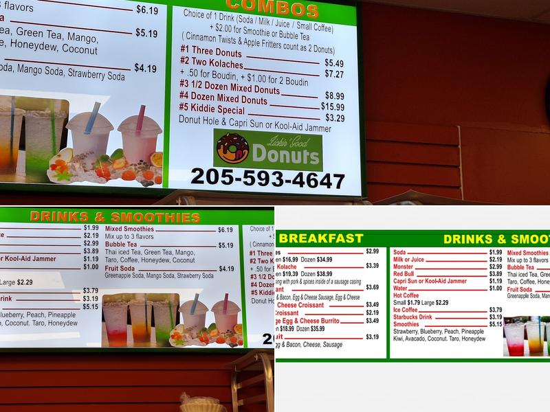 Lickin' Good Donuts Menu