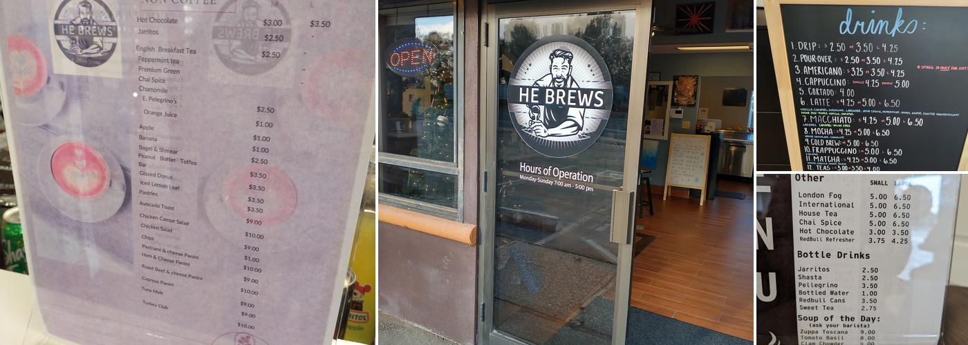 He Brews Coffee & Tea Company Menu