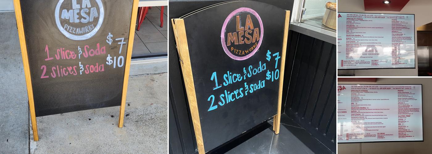 La Mesa Pizzaworks Menu