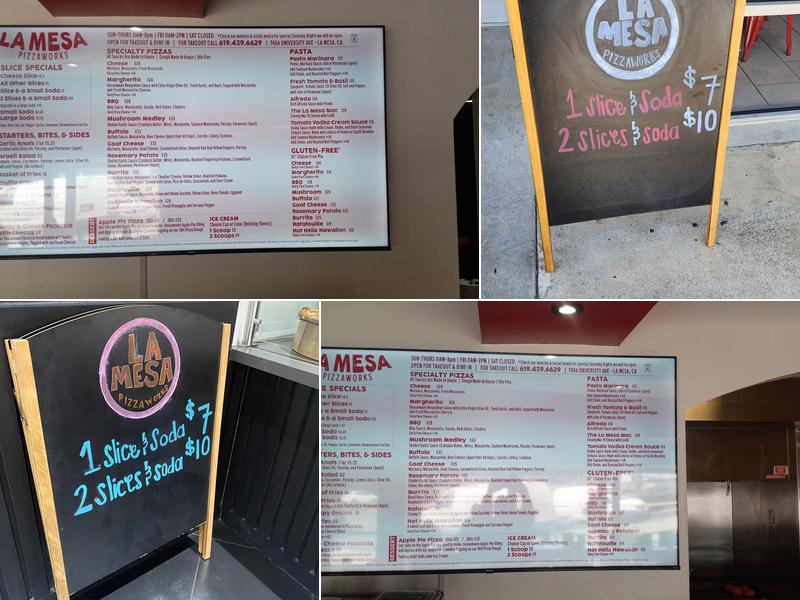 La Mesa Pizzaworks Menu