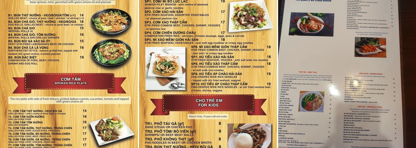 Happy Pho Menu