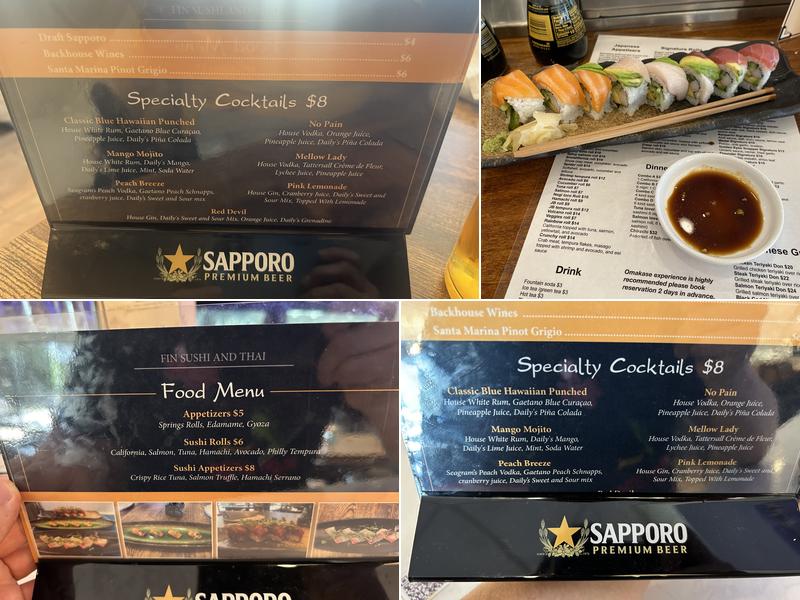 FIN Sushi & Thai Menu