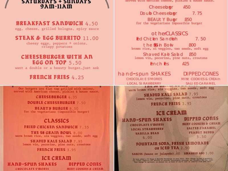 The Win~Dow Long Beach Menu