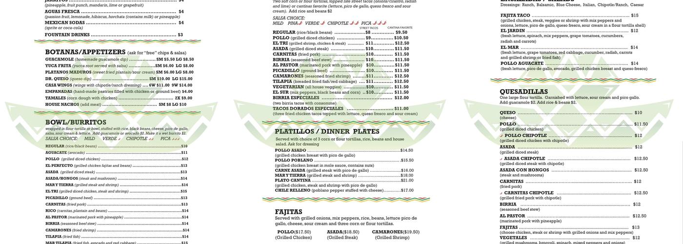 Cantina Menu