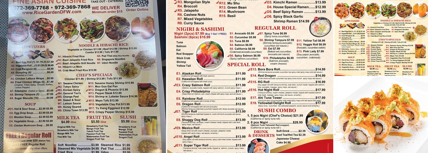 Rice Garden Menu