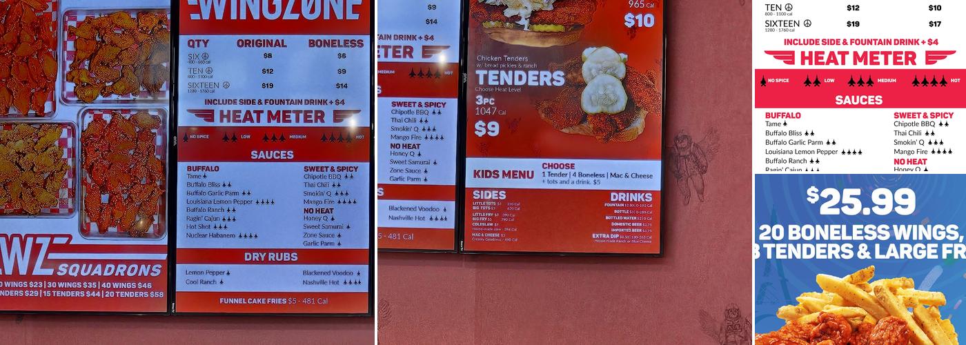 Wing Zone Menu
