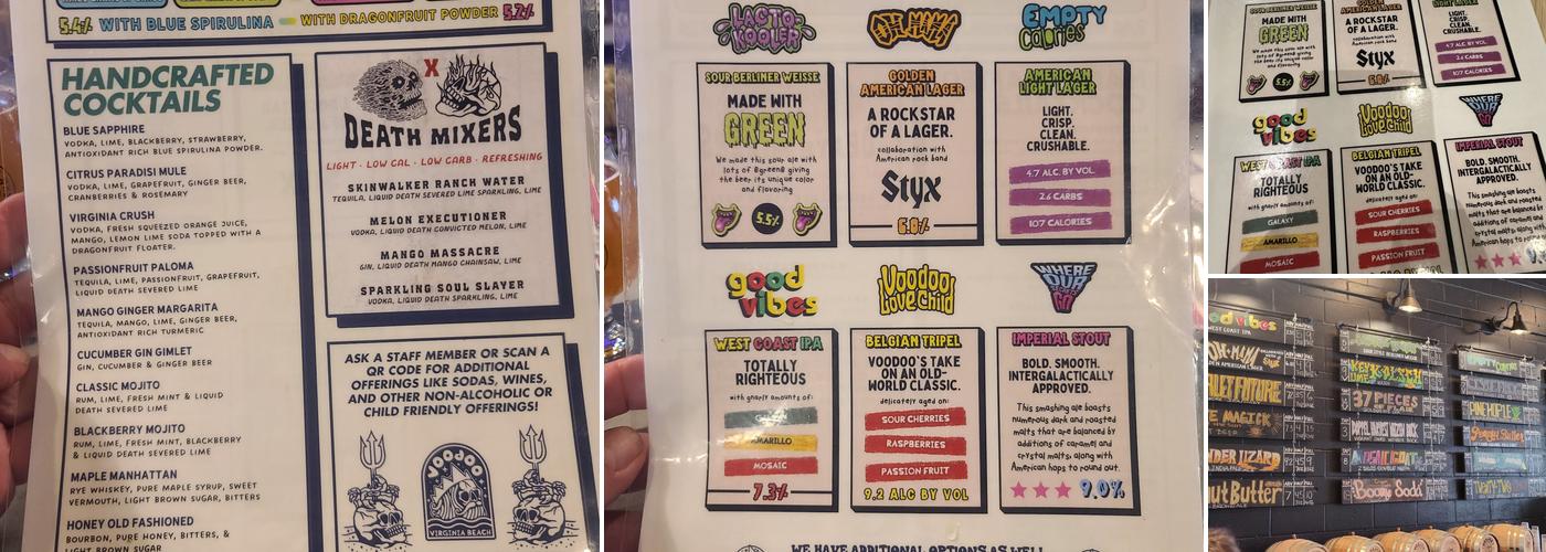 Voodoo Brewing - Virginia Beach Menu