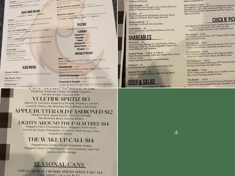 The Coxcomb Menu