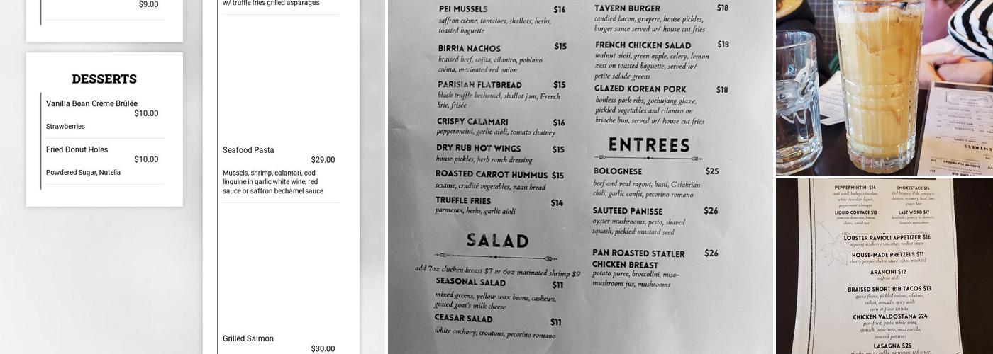 The Turing Tavern Menu