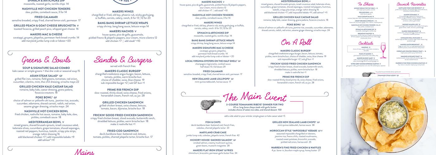 Makers Union Pub Menu