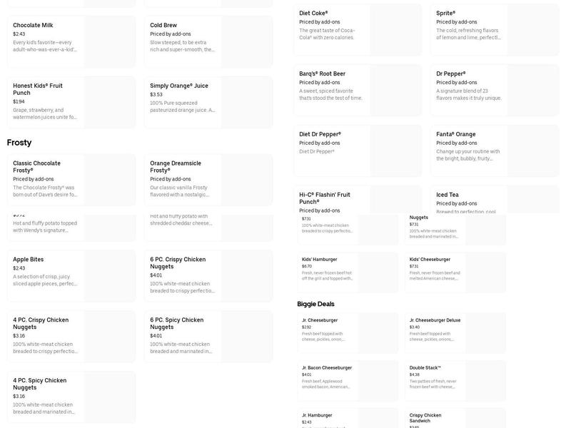Wendy's Menu