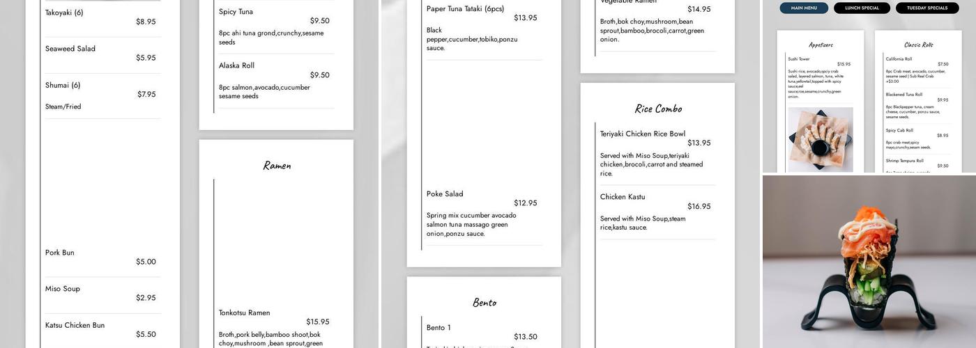 OkiDoki Sushi Menu