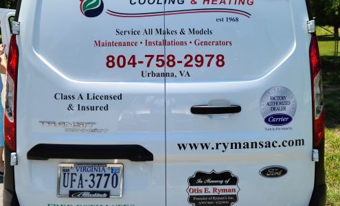 Ryman’s Air Conditioning & Heating 996 Old Virginia St, Urbanna Virginia 23175