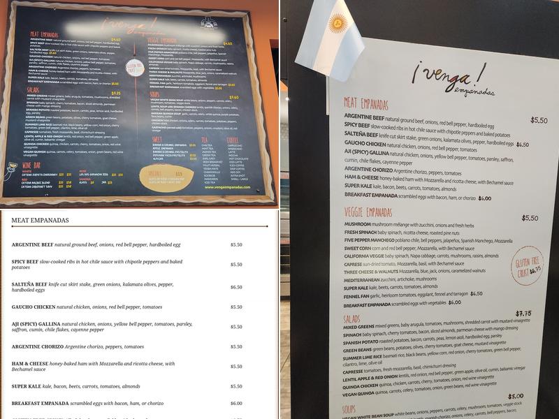 Venga Empanadas Menu