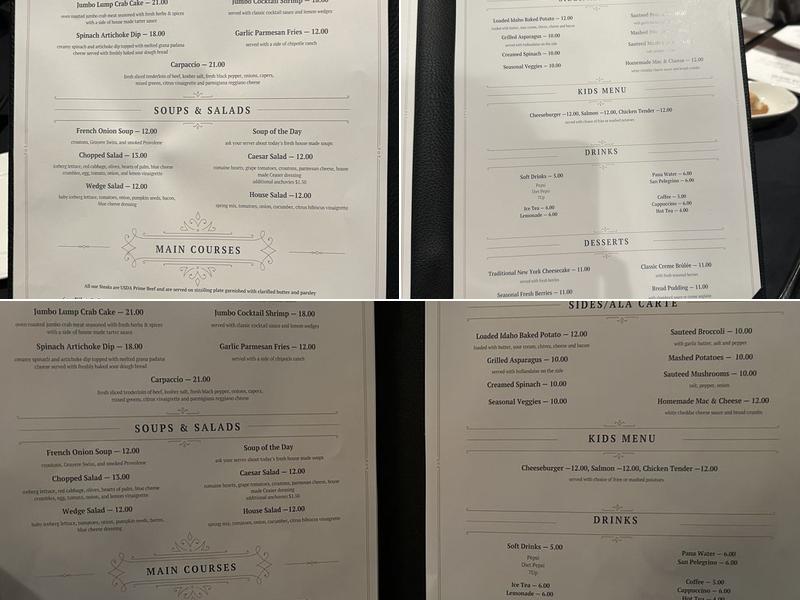 Cornelio's Steak House Menu
