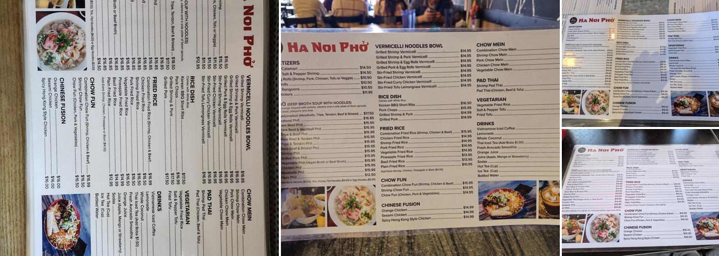 Ha Noi Pho Menu