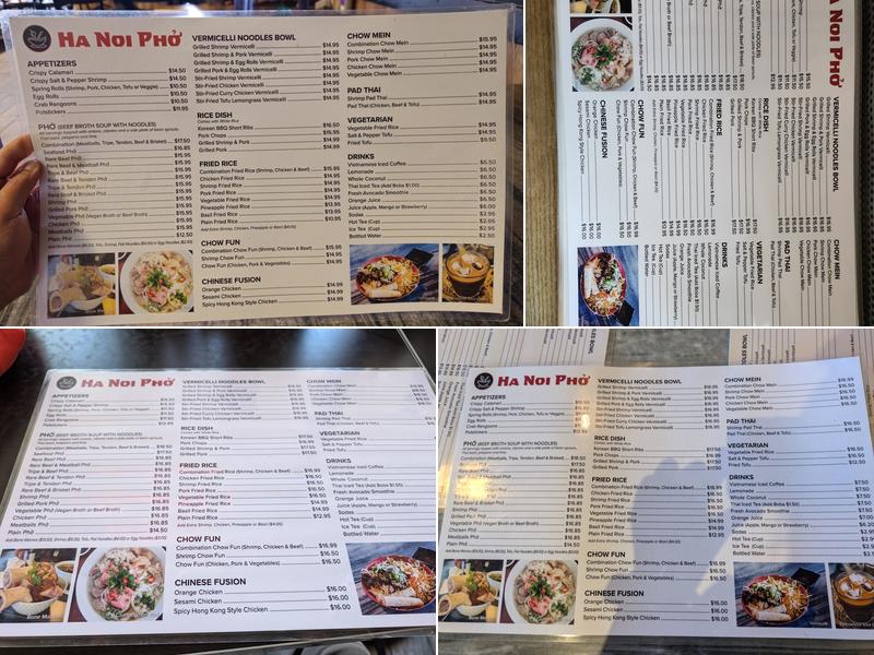 Ha Noi Pho Menu