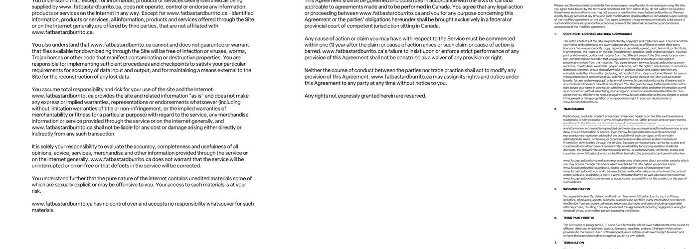 Fat Bastard Burrito Co. Menu