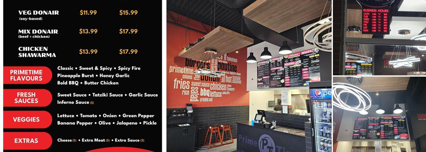 PrimeTime Donair & Poutine Menu