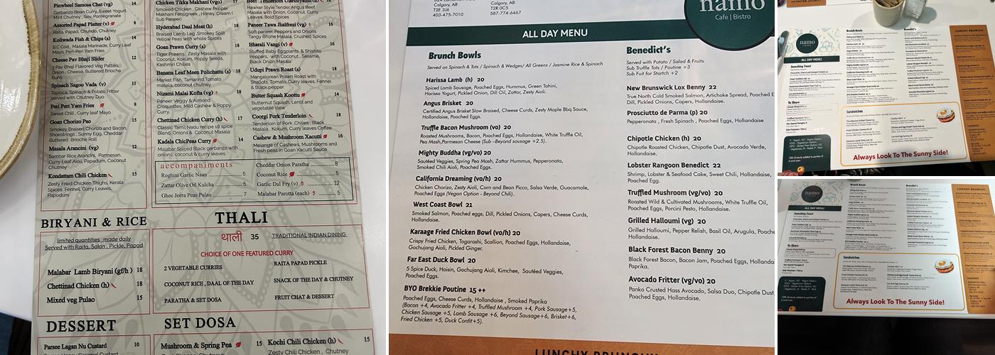 Namo Cafe Bistro (Beltline) Menu