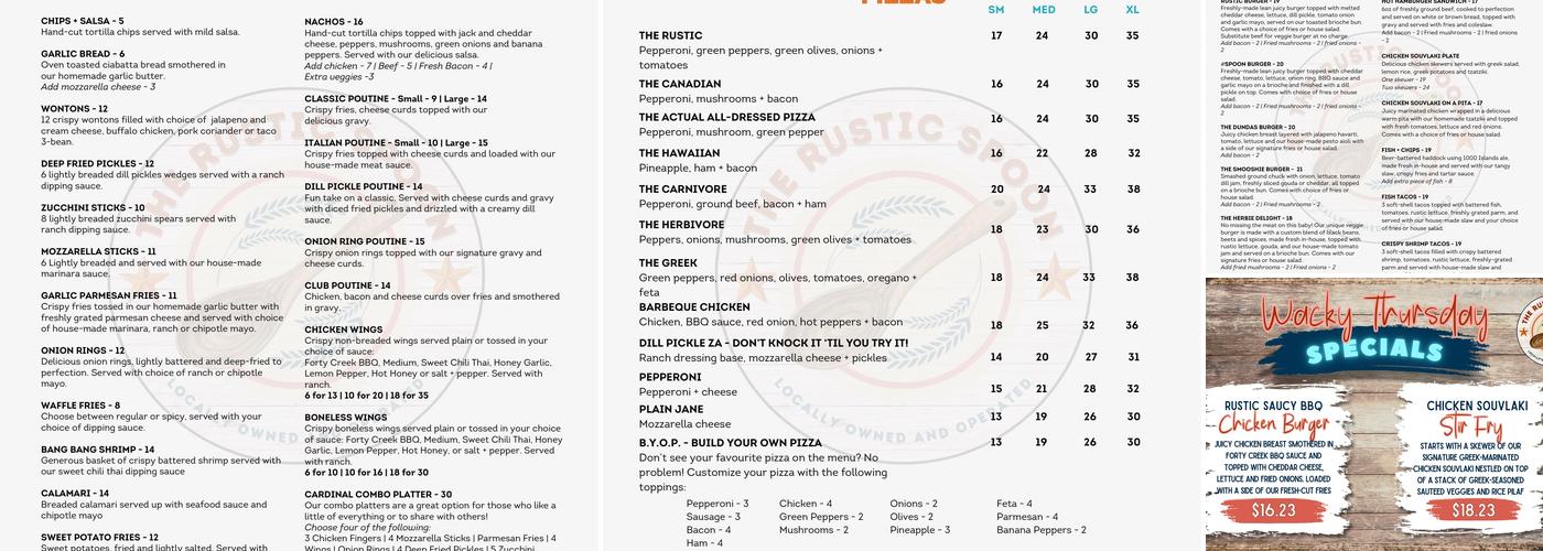 The Rustic Spoon Menu