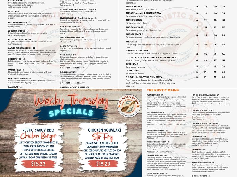 The Rustic Spoon Menu