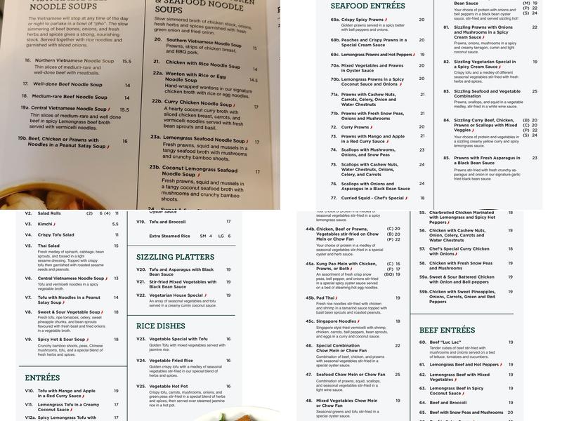 Lemongrass Cafe Windermere Menu