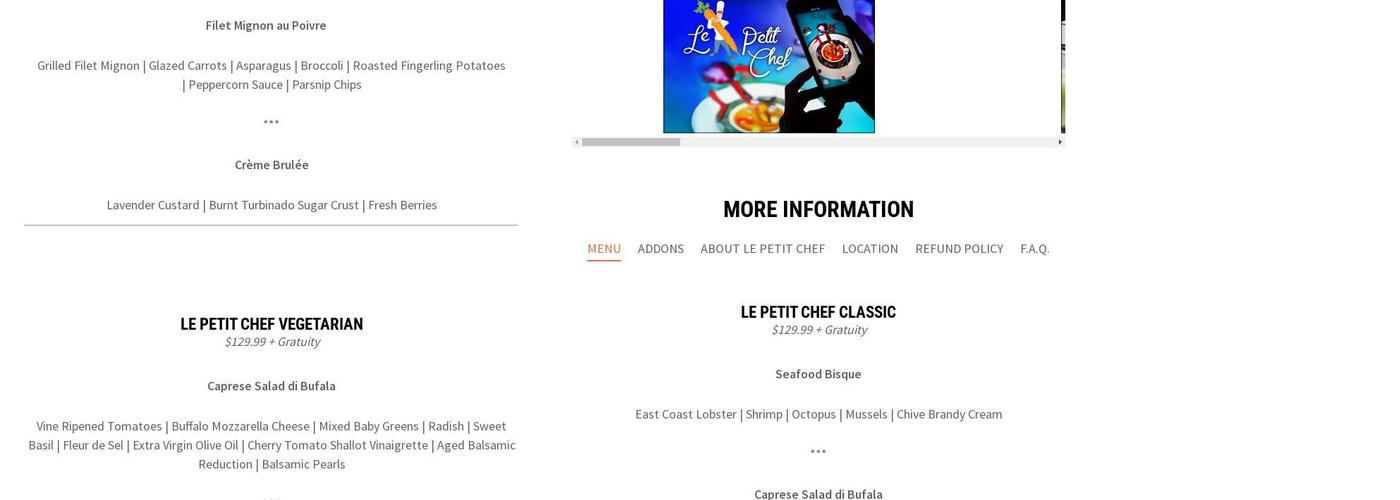 Le Petit Chef - Guelph Menu