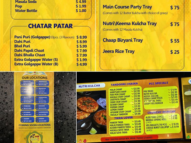 Punjabi Chaap Corner Niagara Falls Menu