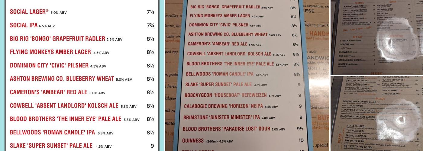 Browns Crafthouse Glebe Menu