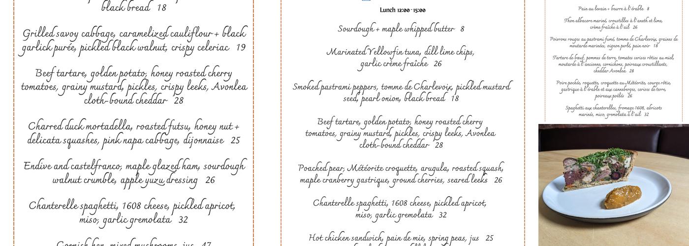 Buvette Daphnée Menu