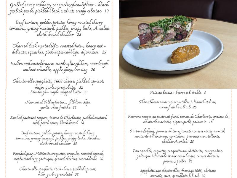 Buvette Daphnée Menu