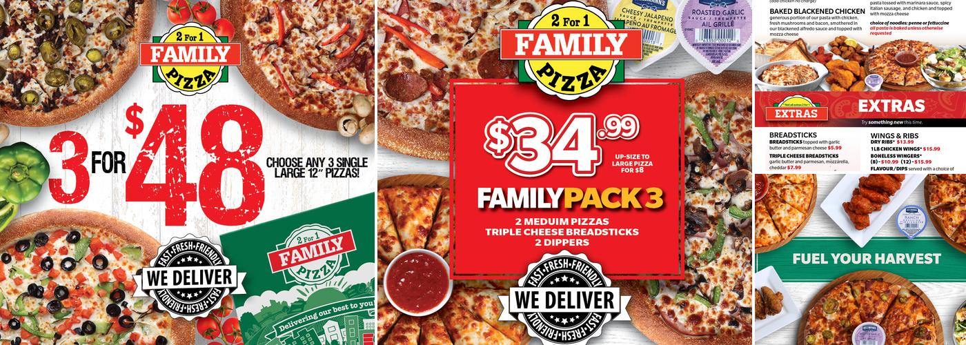 2 for 1 Family Pizza 🍕 Rosetown Menu