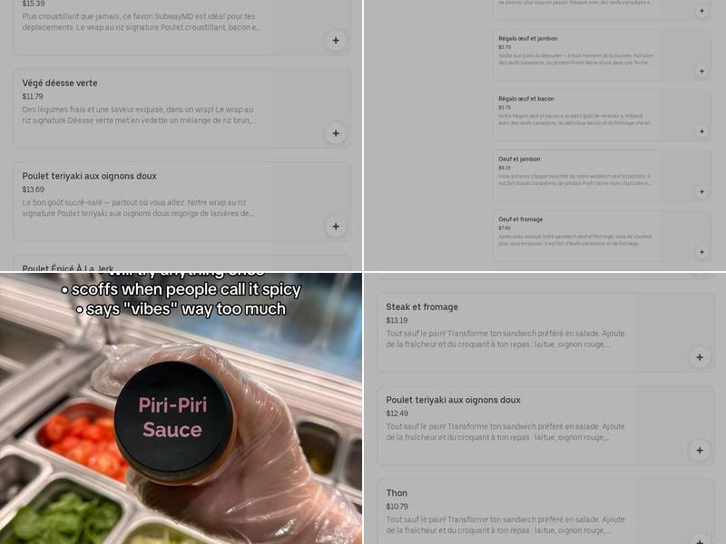 Subway Menu
