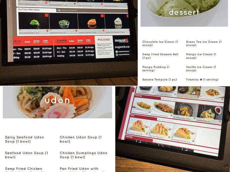 August 8 Eglinton Menu