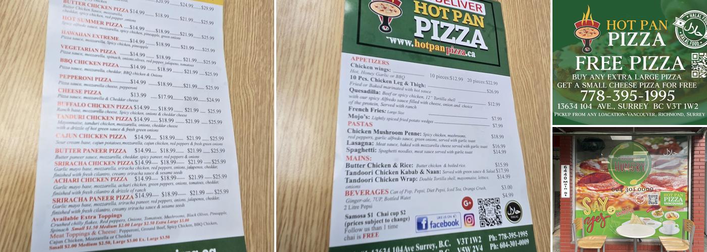 Hot Pan Pizza Menu